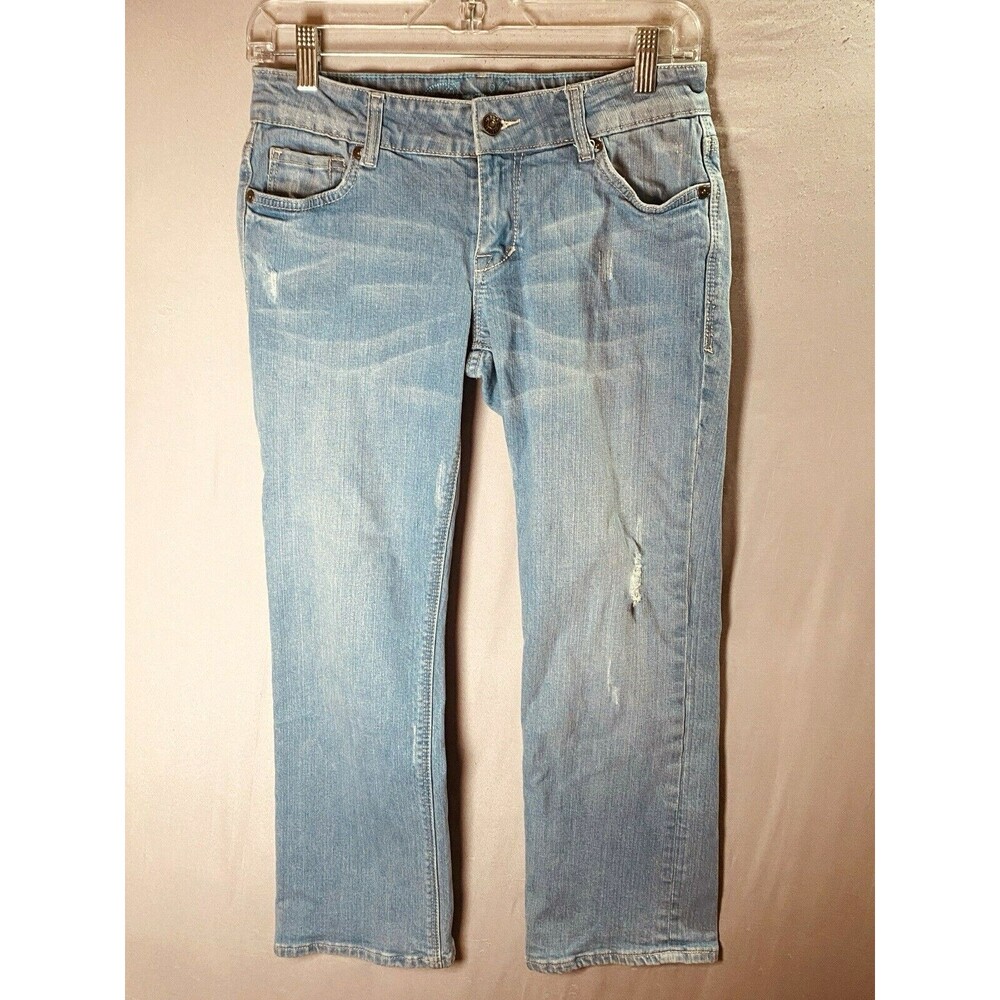 dELIAs Jeans Juniors 5/6 - 29/24 Blue Denim BAILEY Cropped Light Wash Distress